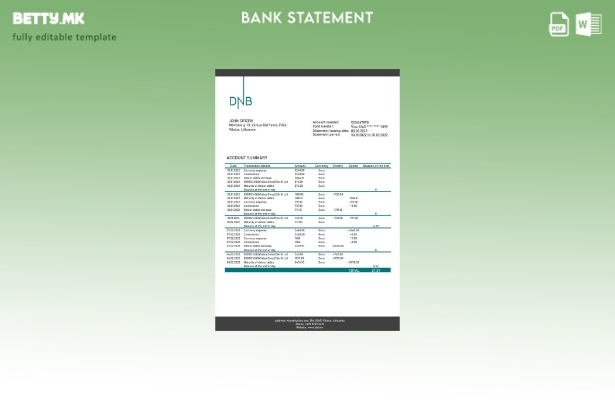 Модерен стил Литванија DNB (Litva) шаблон за збор за извод од банка